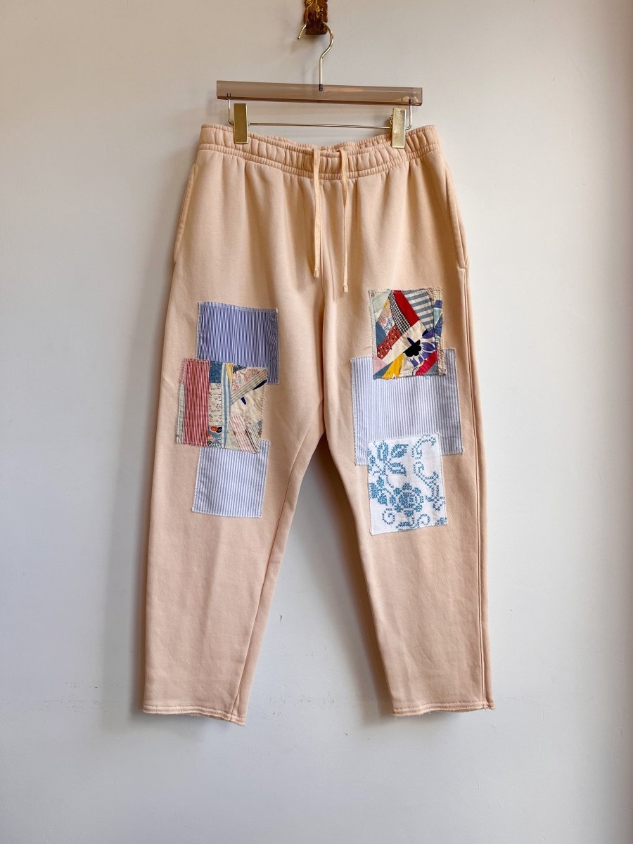 Peach Mixed Media Patchwork Sweat Pant (Reworked) - Made X Hudson