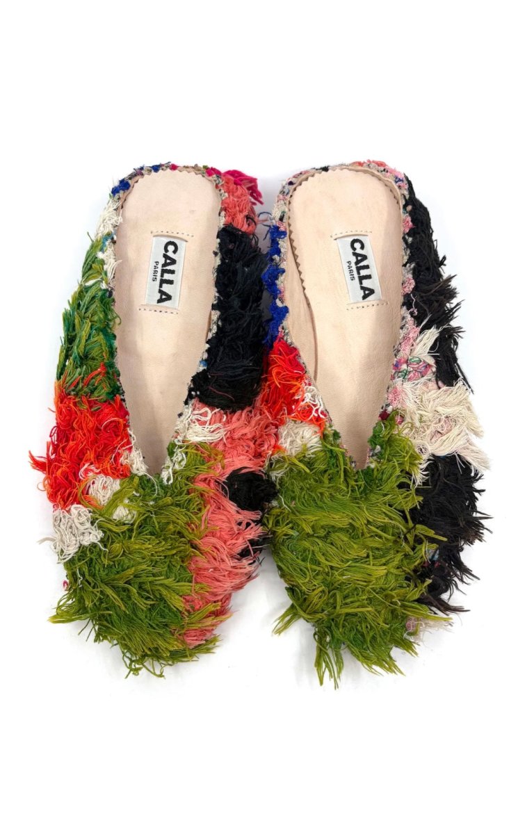 Aili Babouche “Mina” Mules In Colors Kelp, Umber, Tomato, Flamingo (Size 40) - Made X Hudson