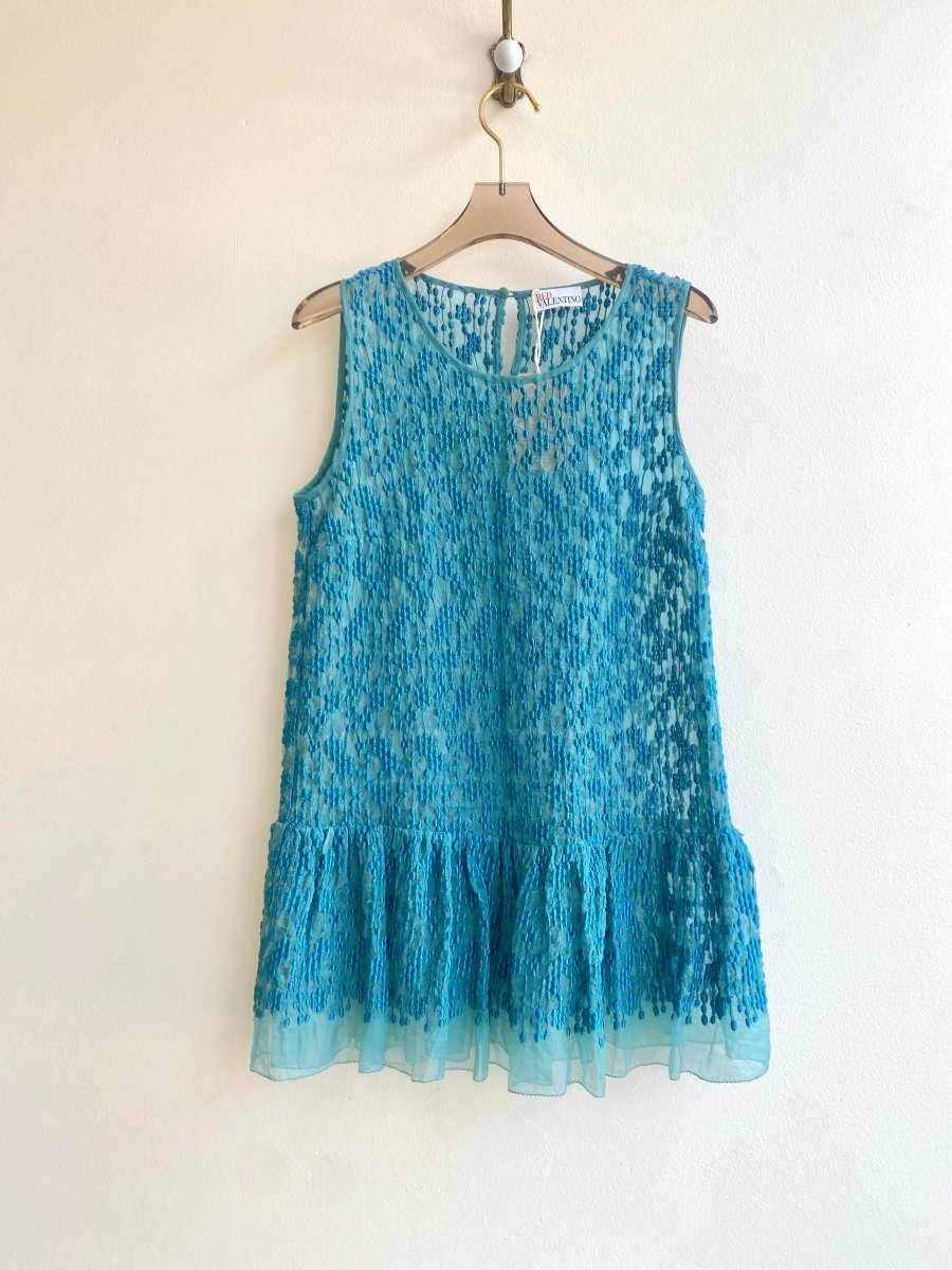 Red Valentino | Blue Embroidered Tank Top (Vintage) - Made X Hudson