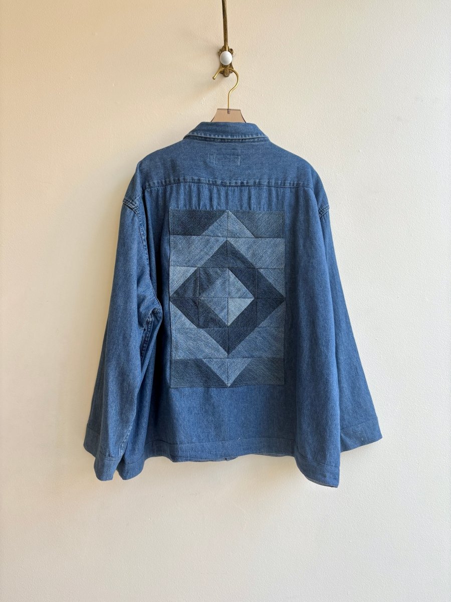 Diamond Patched Back Denim Shirtjacket (Reworked) - Made X Hudson
