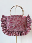 Garnet Red Abstract Metallic Brocade Minnie Ruffle Bag - Made X Hudson