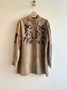 Rabbit and Floral Hex Charger Button up in Fawn | Hand Painted (Reworked) - Made X Hudson