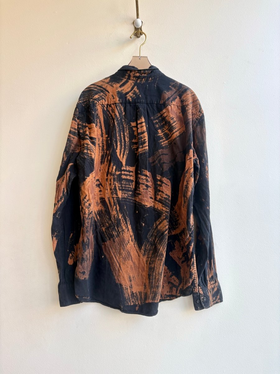 Brush Stroke Button Down Shirt in Black and Bronze (Reworked) - Made X Hudson