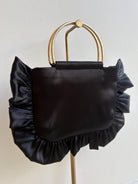 Black Silk Satin Minnie Ruffle Bag - Made X Hudson