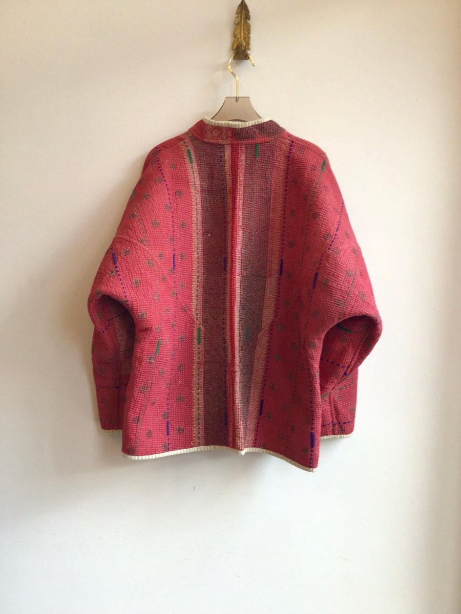 Reversible Ladhiya Quilted Jacket in Colors Brick, Green, Orange & Tan, Blue, Red, Purple - Made X Hudson