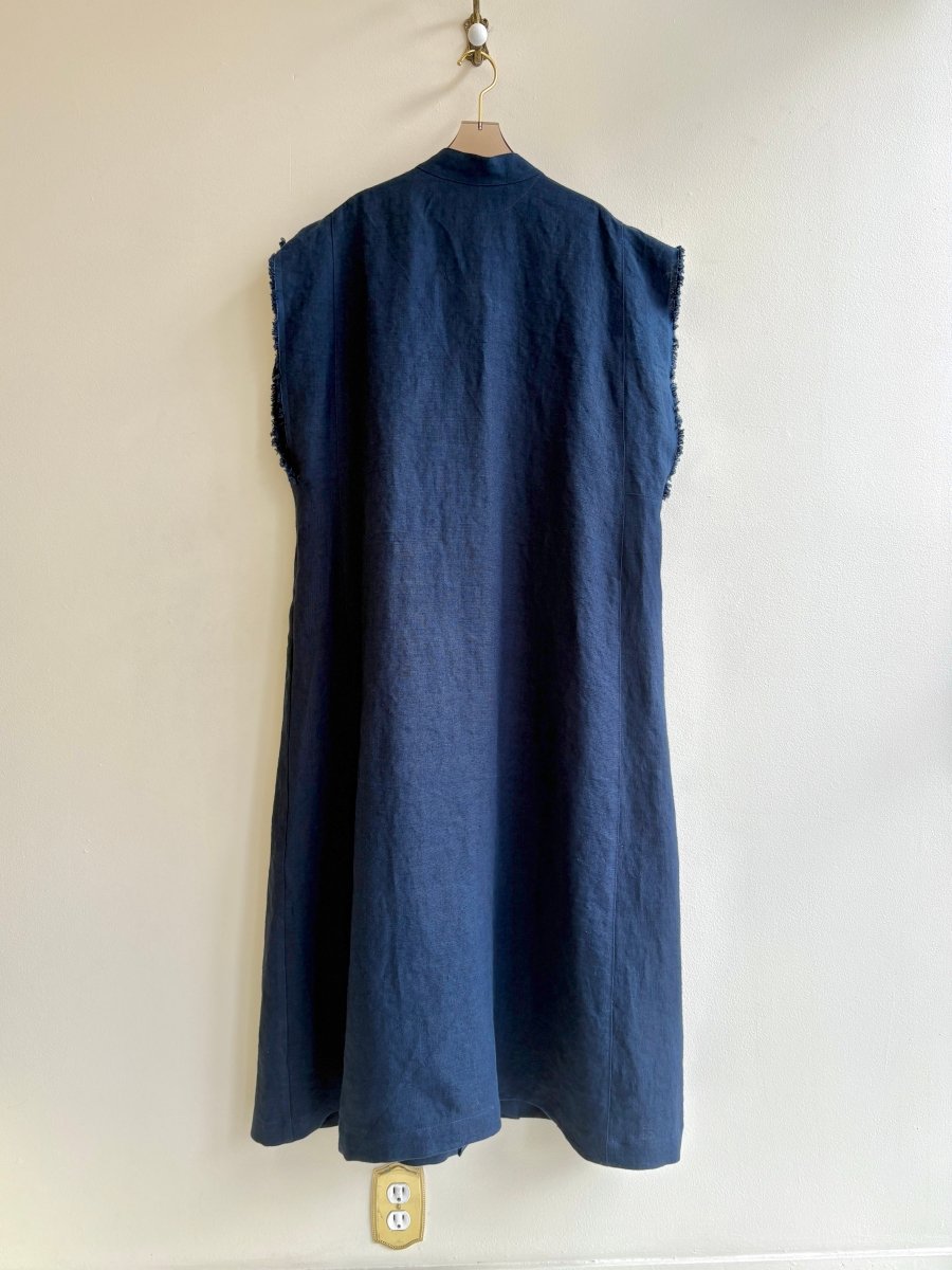 Zero Waste Dark Navy Blue Caftan Duster / Long Vest - Made X Hudson