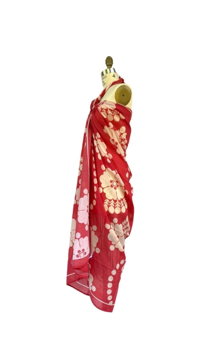 Sarong Tie Wrap Dress (Red Pareo Print) - Made X Hudson