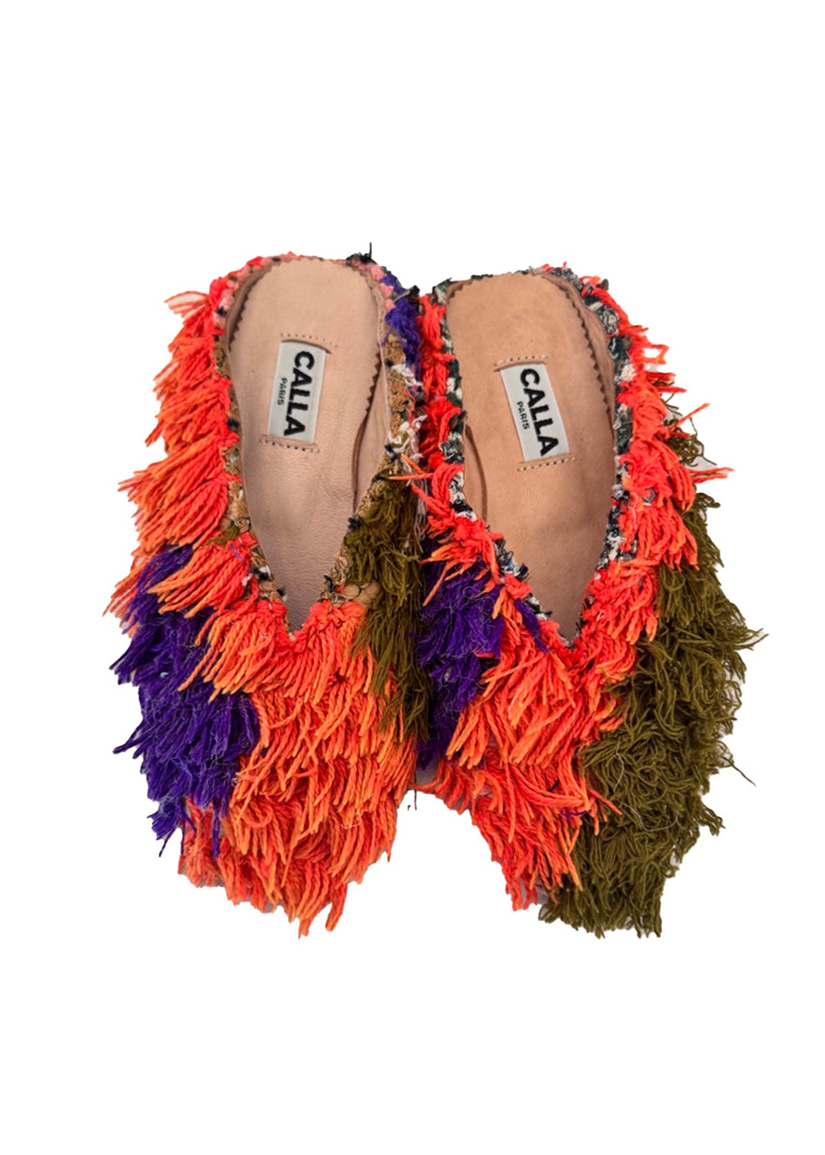 Aili Babouche Mules “Rory” In Carrot, Moss, Grape (Size 37) - Made X Hudson