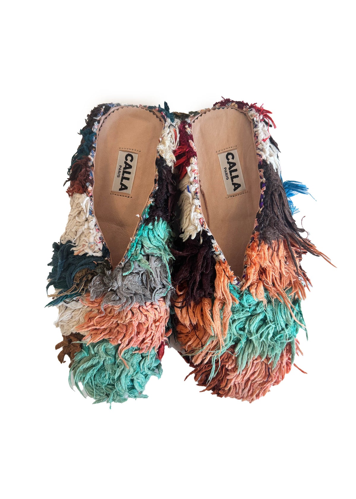 Aili Babouche Mules “Orla” In Teal, Ocher, Orange (Multiple Sizes)
