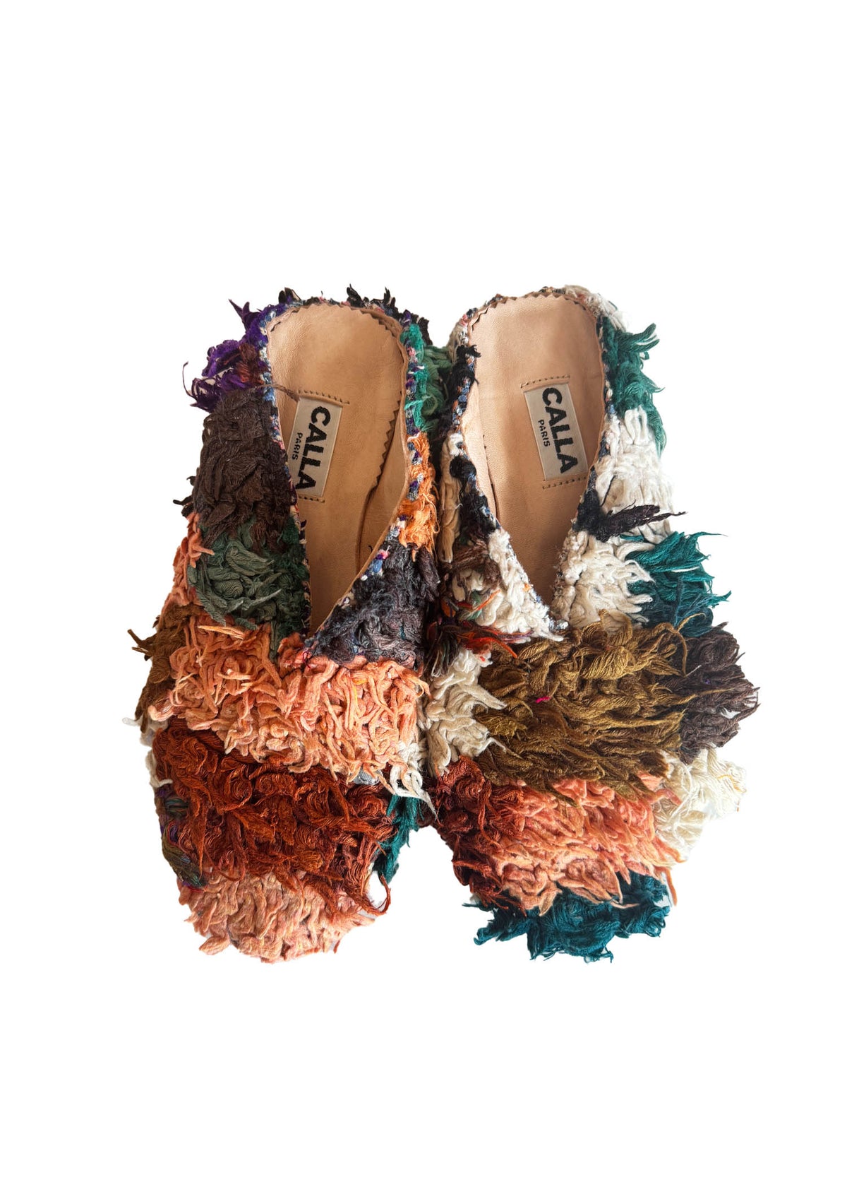 Aili Babouche Mules “Orla” In Teal, Ocher, Orange (Multiple Sizes)