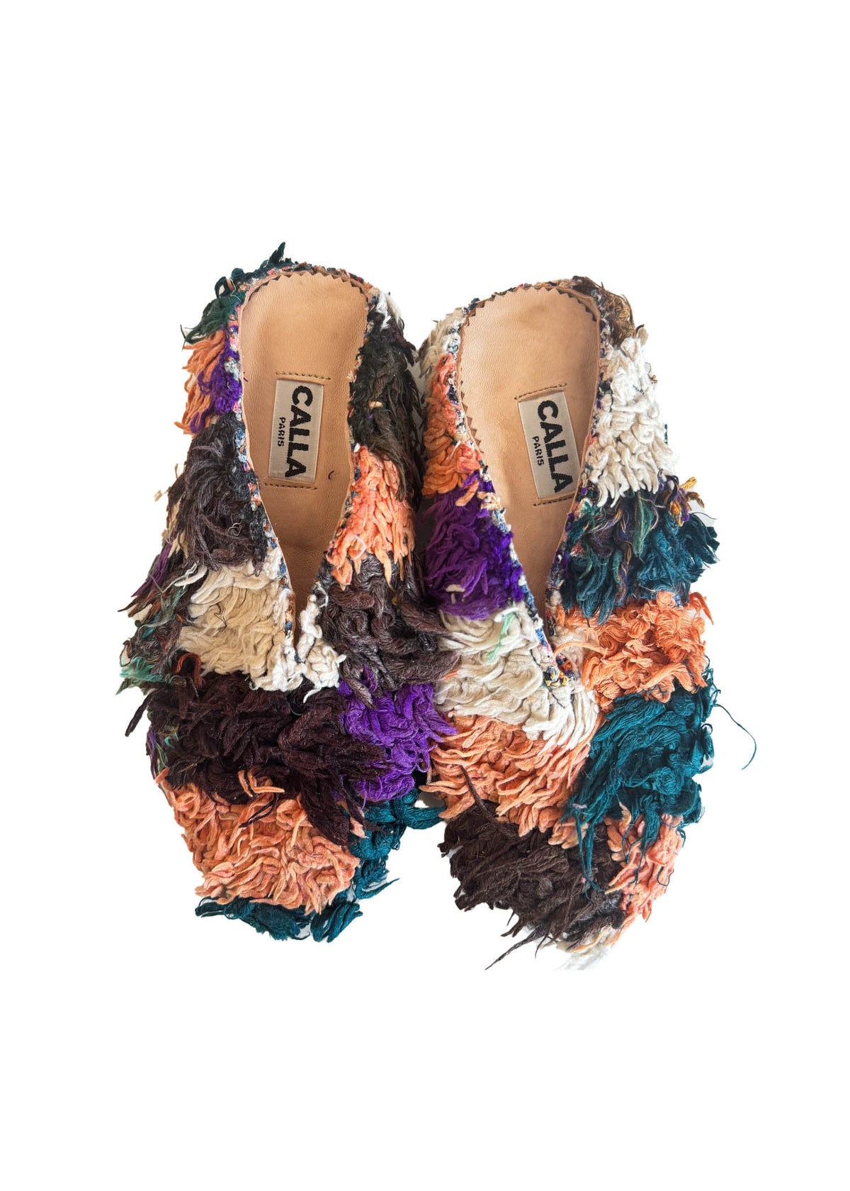 Aili Babouche Mules “Orla” In Teal, Ocher, Orange (Multiple Sizes)
