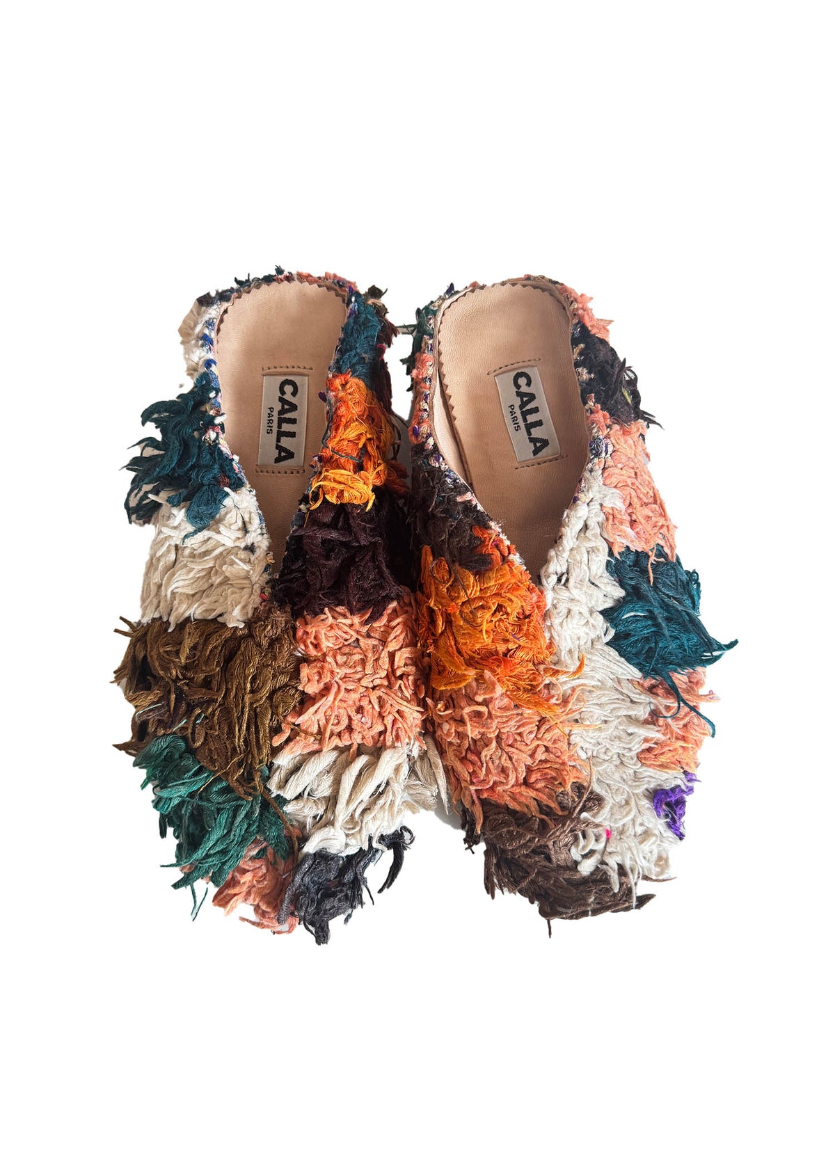 Aili Babouche Mules “Orla” In Teal, Ocher, Orange (Multiple Sizes)