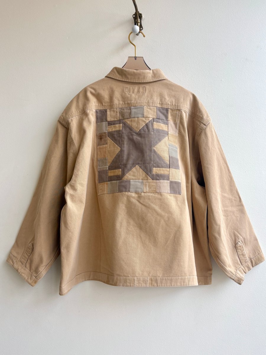 Camel Shirtjacket w/ Multi - Tone Star Quilt Patch and Patch Pockets (Reworked) - Made X Hudson