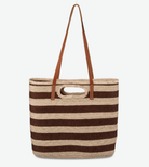 Catalina Double Handle Straw Tote Bag in Brown and Neutral - Made X Hudson
