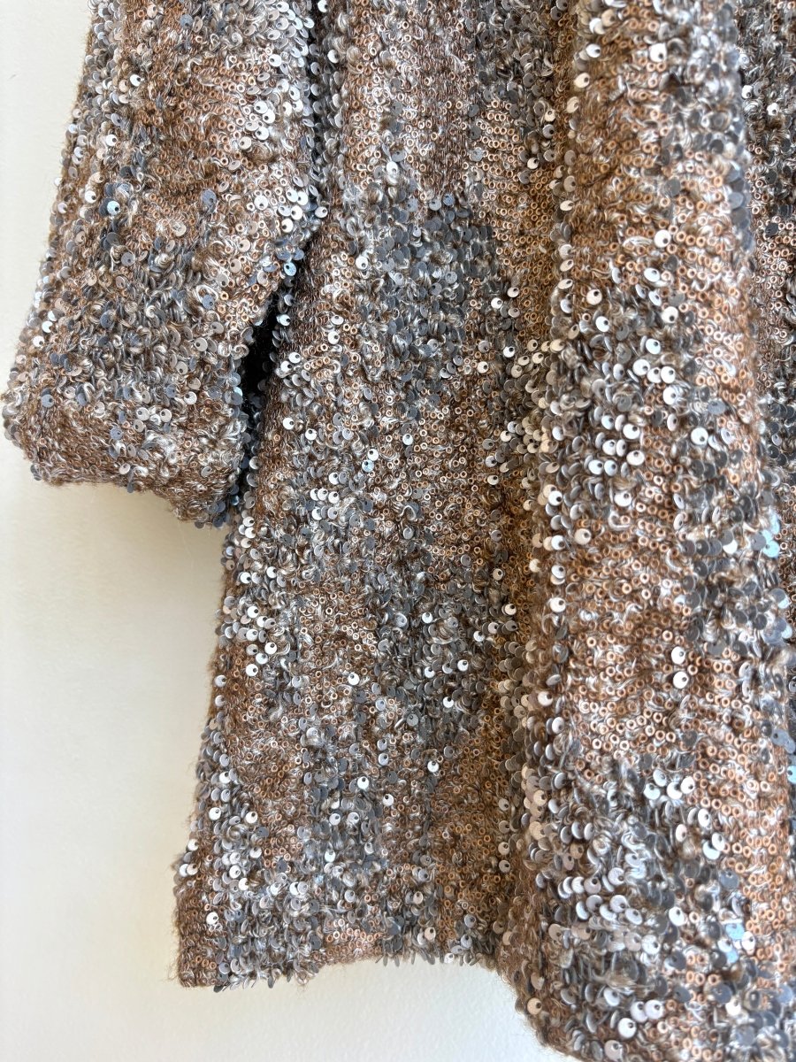 Chestnut Brown and Dove Grey Sequin Textured Wool Chore Jacket - Made X Hudson