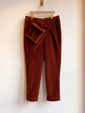 Chestnut Velvet Draped Jogger Pants - Made X Hudson
