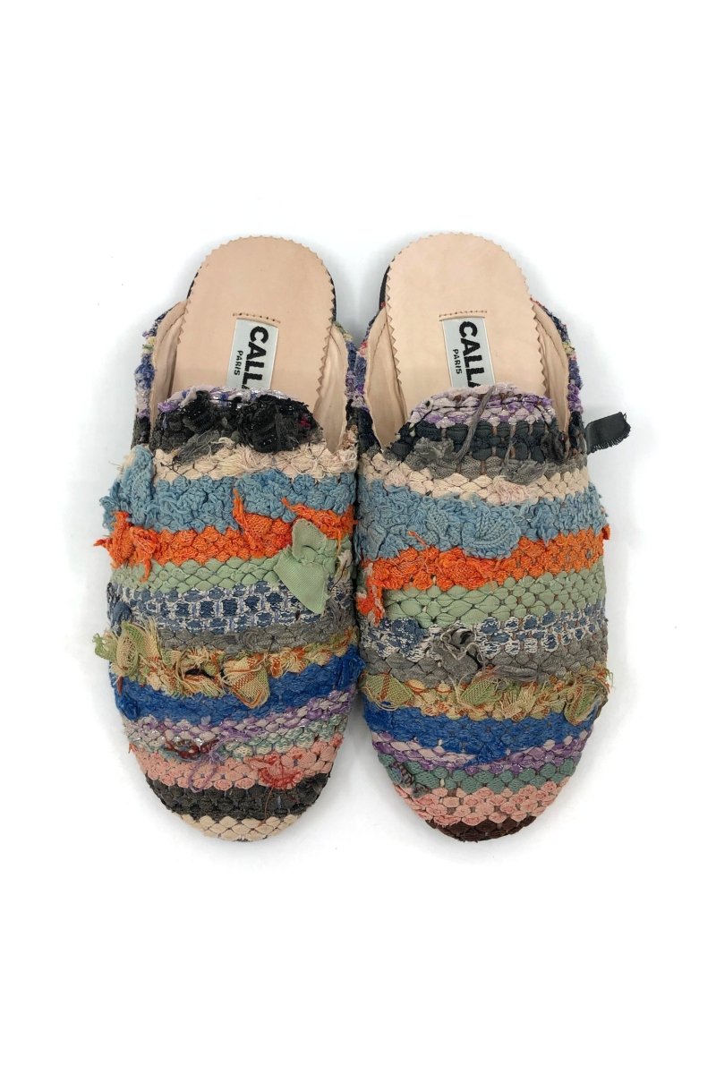 Kili Babouche Flats In Colors Pale Blue, Orange, Sage Green & Grey (Size 38) - Made X Hudson