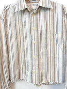 The Vale Shirt in White, Brown, and Blue Mixed Stripe (Reworked) - Made X Hudson