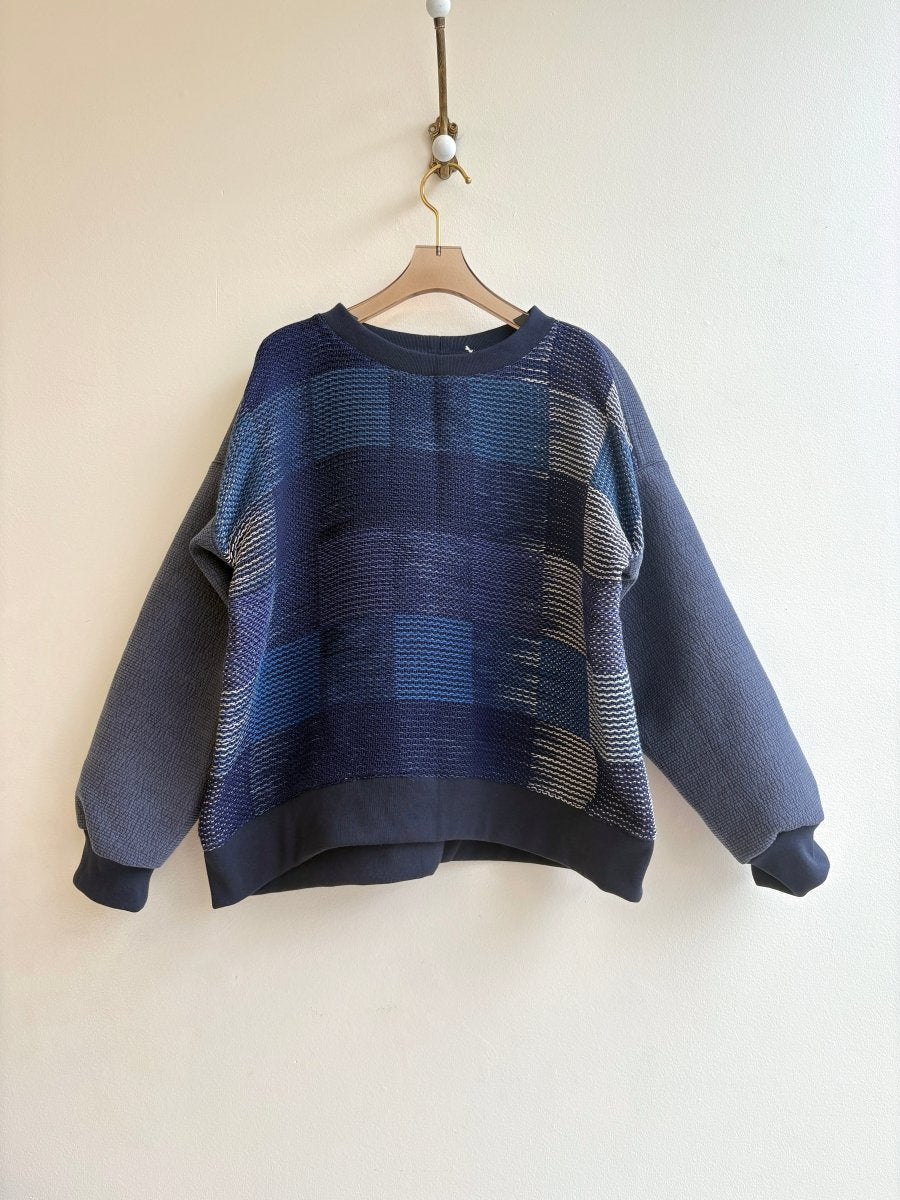 Navy Indigo Handwoven Double Quilted Sweater - Made X Hudson