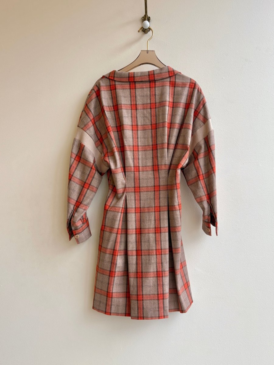 Maje | Plaid Taupe & Orange Dress (Vintage) - Made X Hudson
