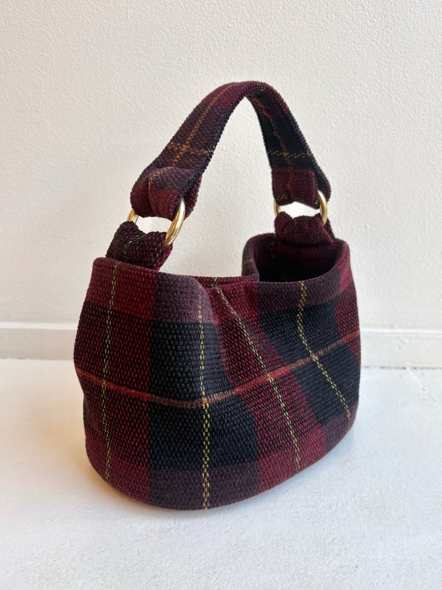Mini Bucket Bag in Red, Black, and Yellow Plaid - Made X Hudson