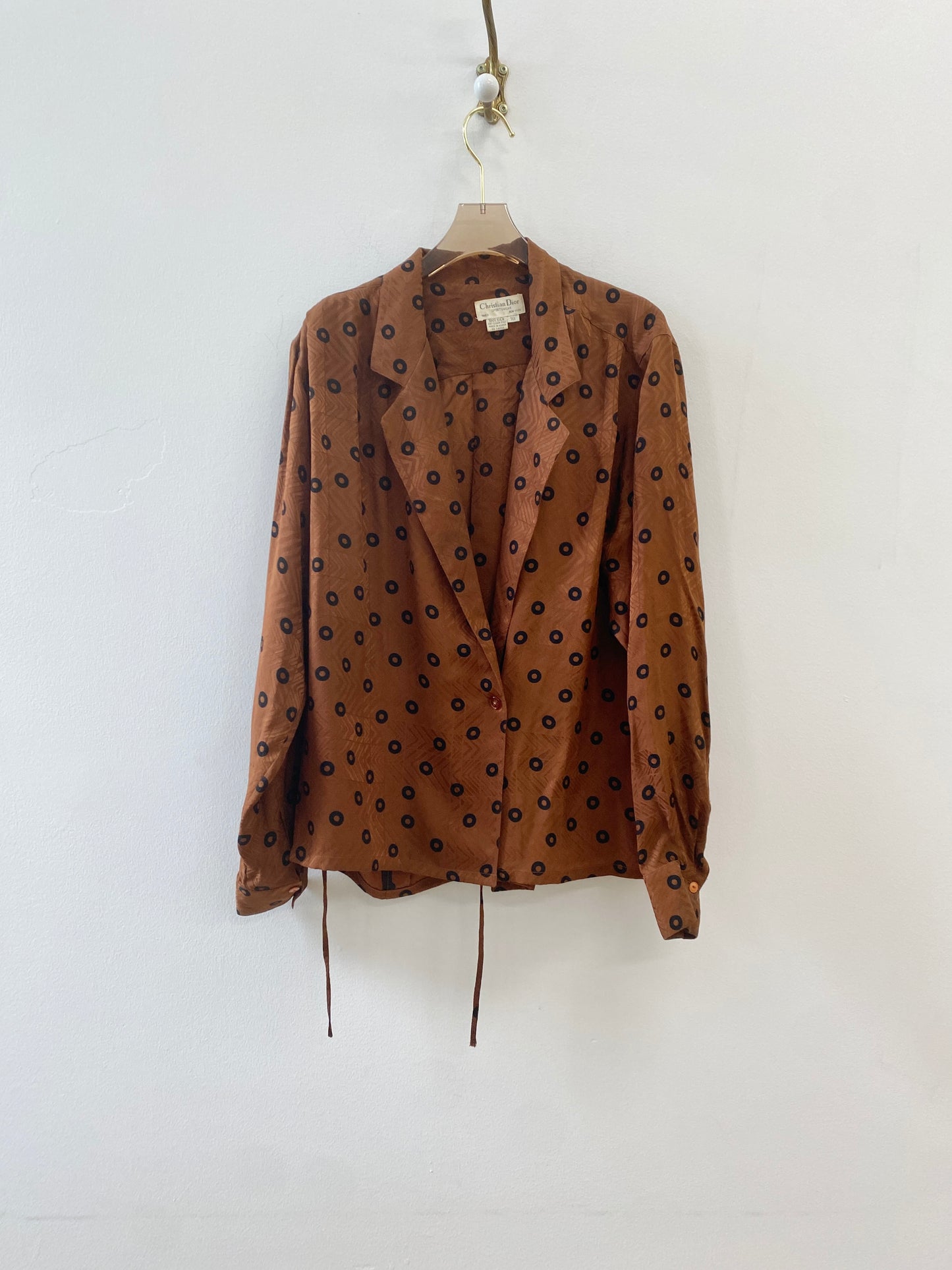 Christian Dior Sportswear | Brown  Silk w/ Black Circles Top (Vintage)