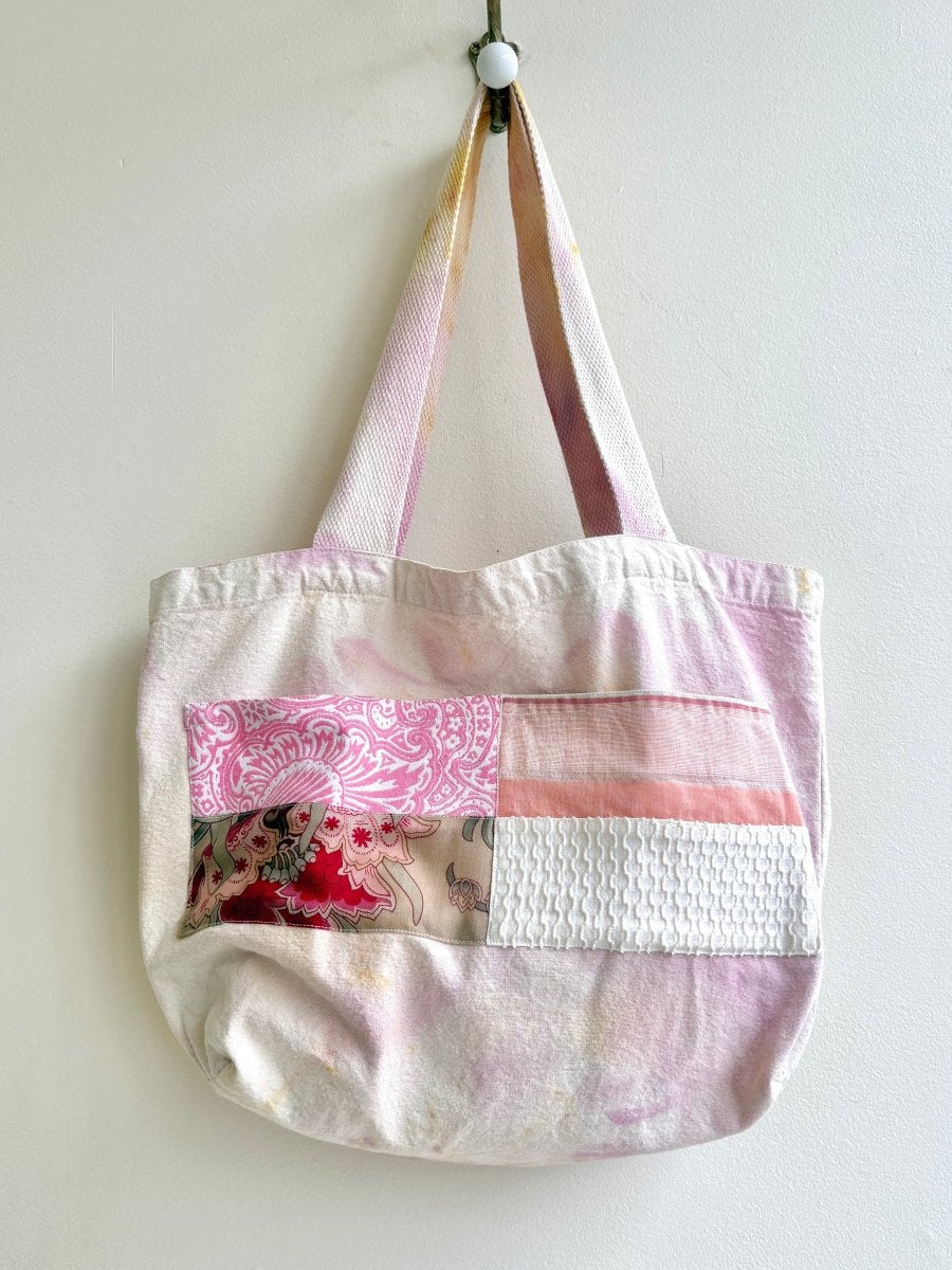 Organic Cotton Hand Dyed Tote | Sunset w/ White, Stripes & Paisley (Reworked) - Made X Hudson