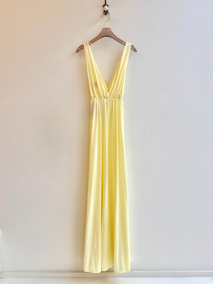 Clovis Ruffin | Butter Yellow Deep V Night Gown (Vintage) - Made X Hudson