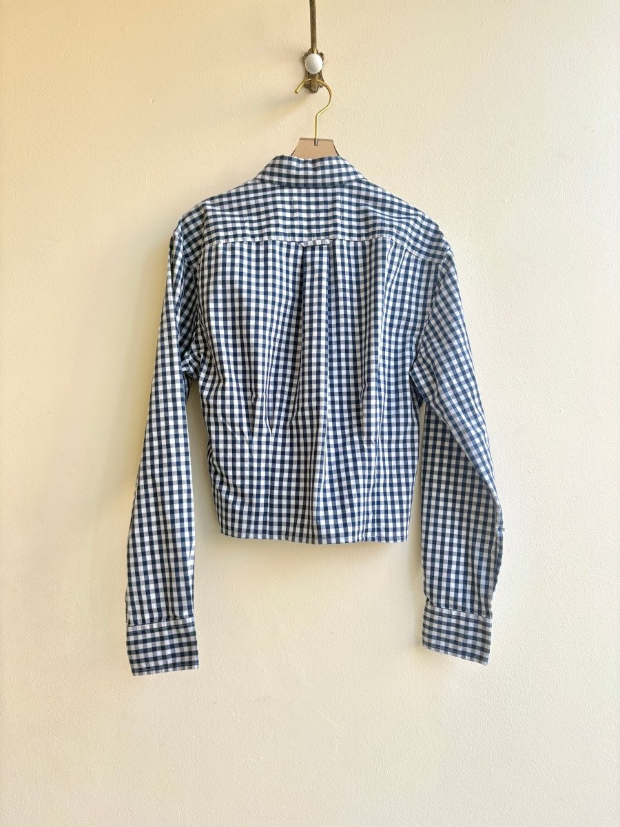 The Kevin Top | Navy & White Gingham Top w/ Gathered Waist (Reworked) - Made X Hudson