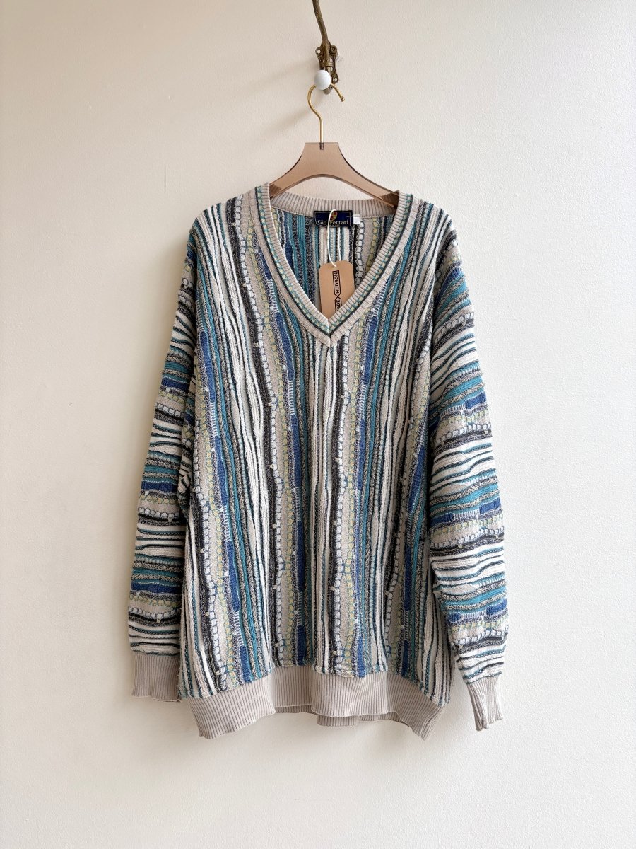 Gio Ferrari | Teal, Navy, and Cream Coogi Sweater (Vintage) - Made X Hudson