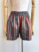 Carrot Orange and Turquoise Metallic Stripe Town Shorts - Made X Hudson