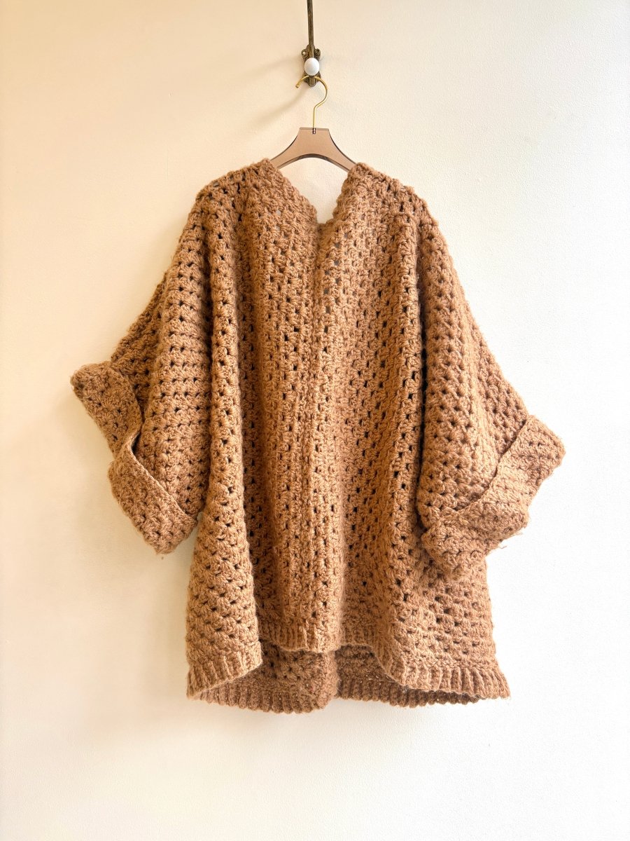 Wool Hand Crochet Camel Cardigan - Made X Hudson
