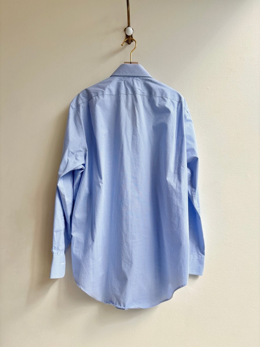Gold, Grass, and Cobalt | Embroidered Blue Gingham Button Down (Reworked) - Made X Hudson
