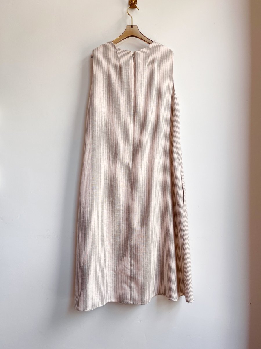 Tan and White Mini - Stripe Chore Dress - Made X Hudson