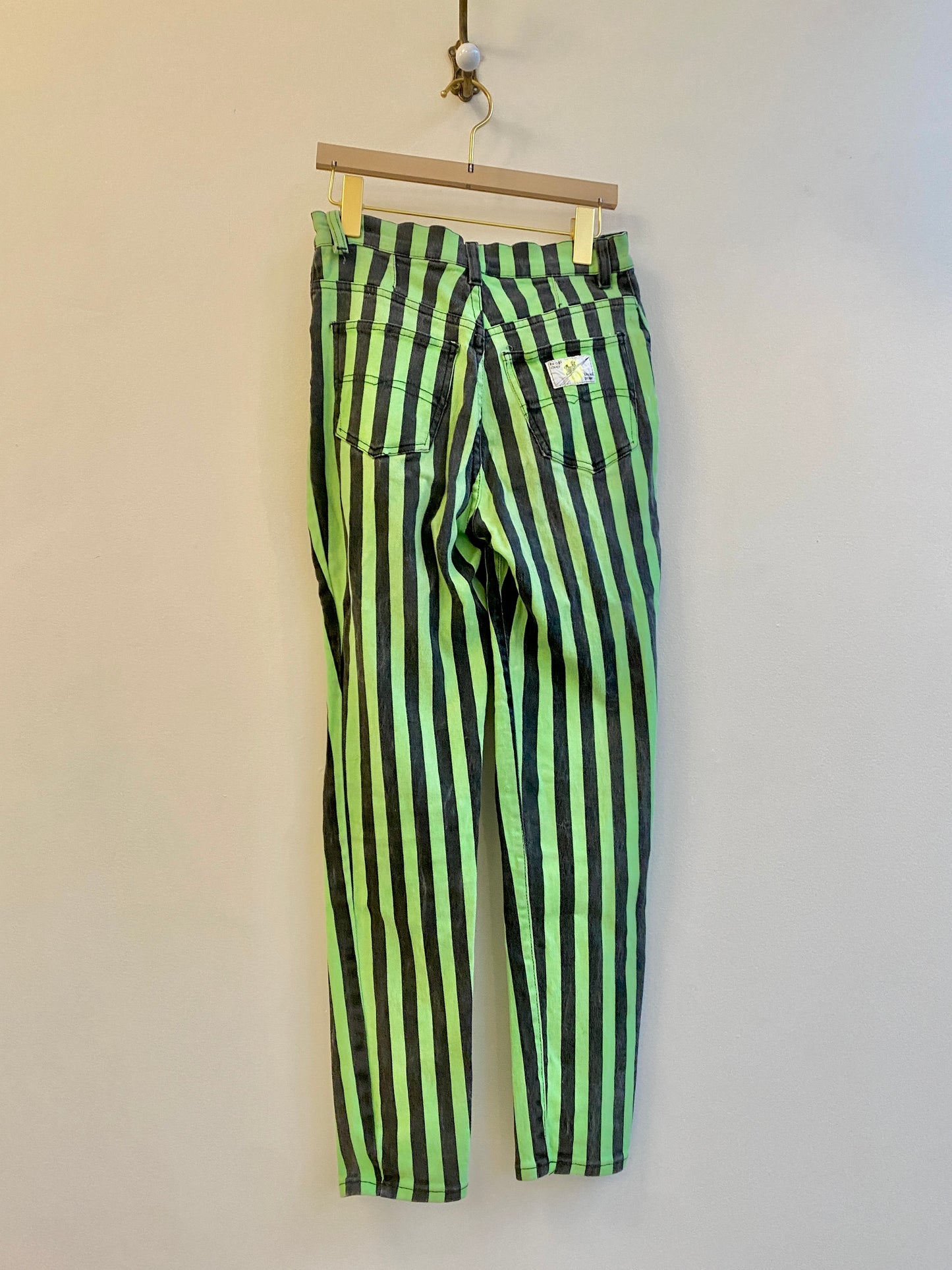 80's Green & Black Stripped Cotton Pants (Vintage)