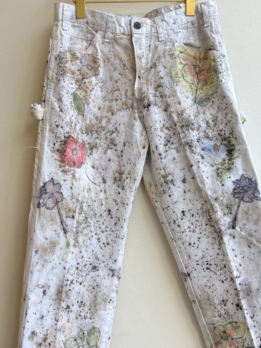 Orange, Lavender & Olive Eco Printed & Hand Drawn Pants (Reworked) - Made X Hudson
