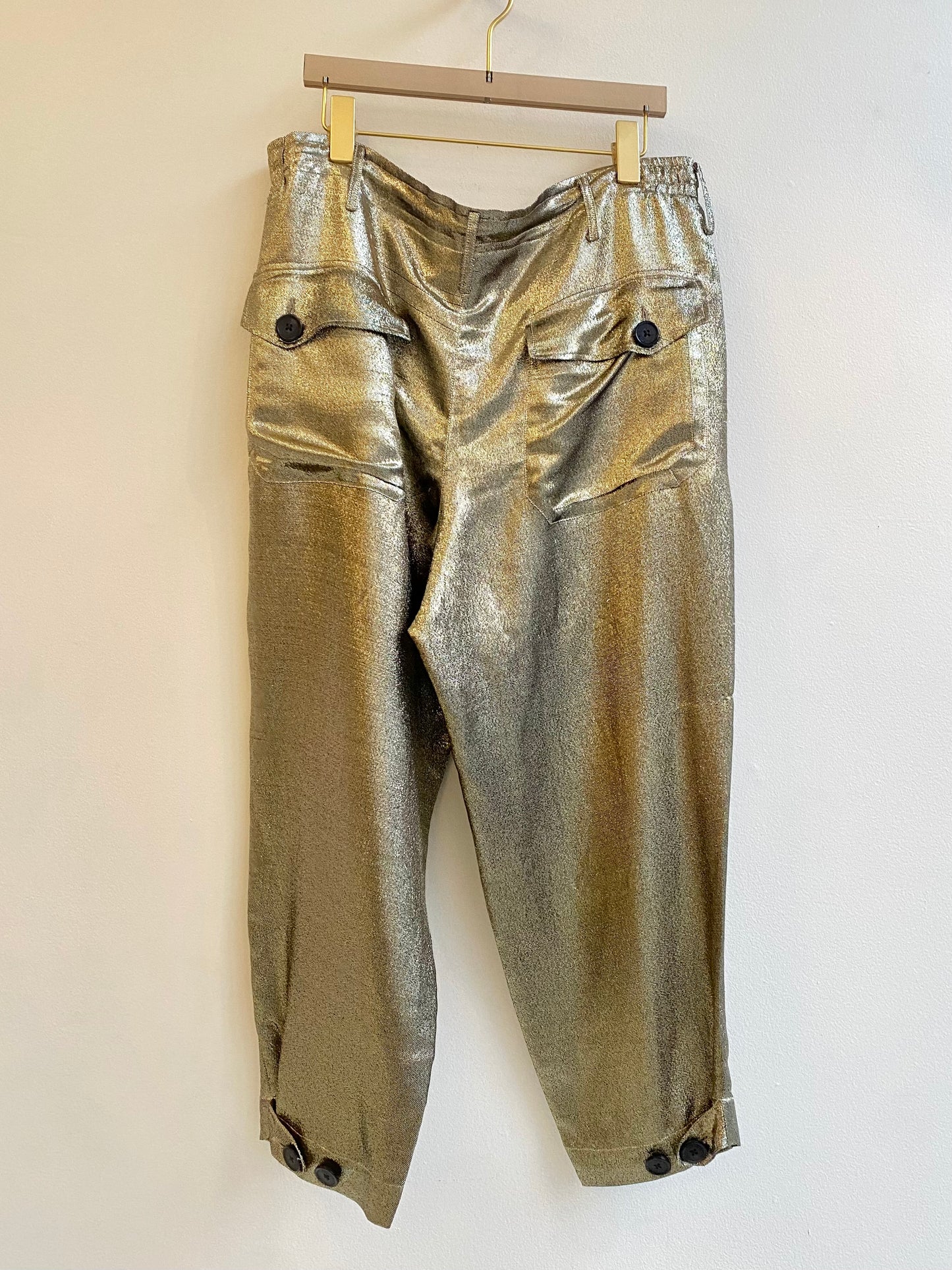 Gold Lamé Elastic Joggers