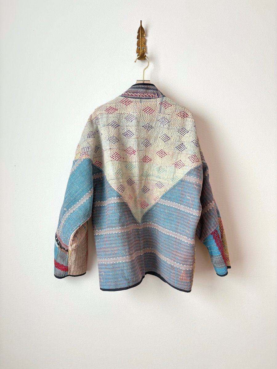 Reversible Ladhiya Quilted Jacket in Colors Mauve, Salmon, Sky Blue, Forest Green & Green, Orange, Purple, Cream - Made X Hudson