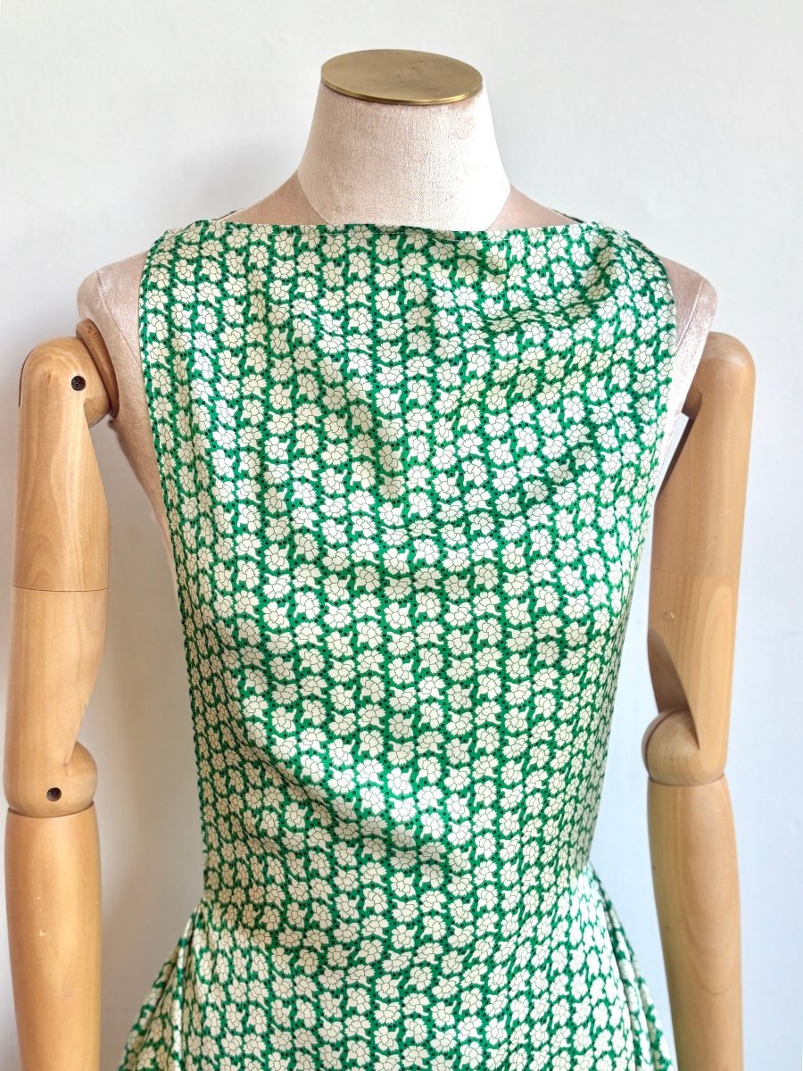 Zero - Waste Dress in Spring Green Silk Floral Pattern - Made X Hudson