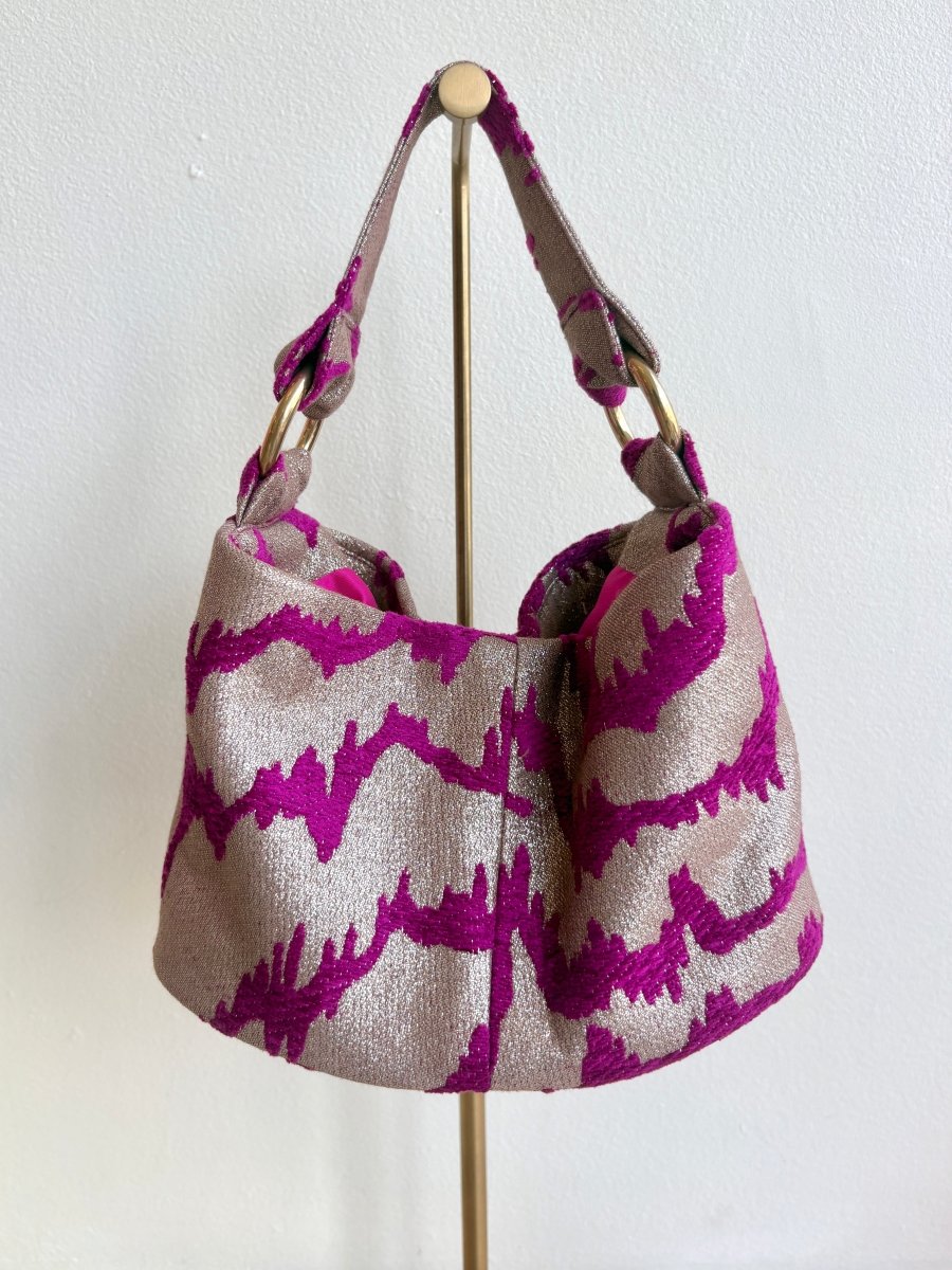Mini Bucket Bag in Textured Gold Fuchsia Tiger Print - Made X Hudson