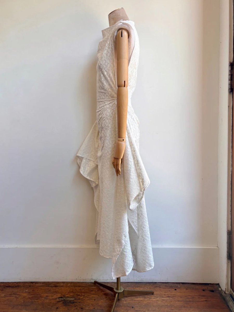 Zero - Waste Dress in White Floral Cross Stitch - Made X Hudson