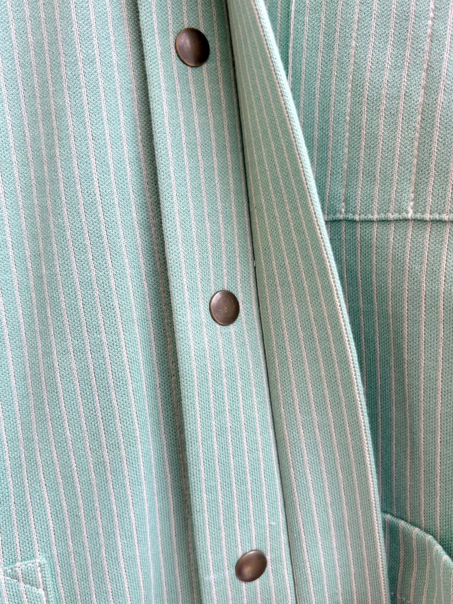 Utility Shirt Snap Up in Mint Mini Stripe w/ Patch Pockets - Made X Hudson