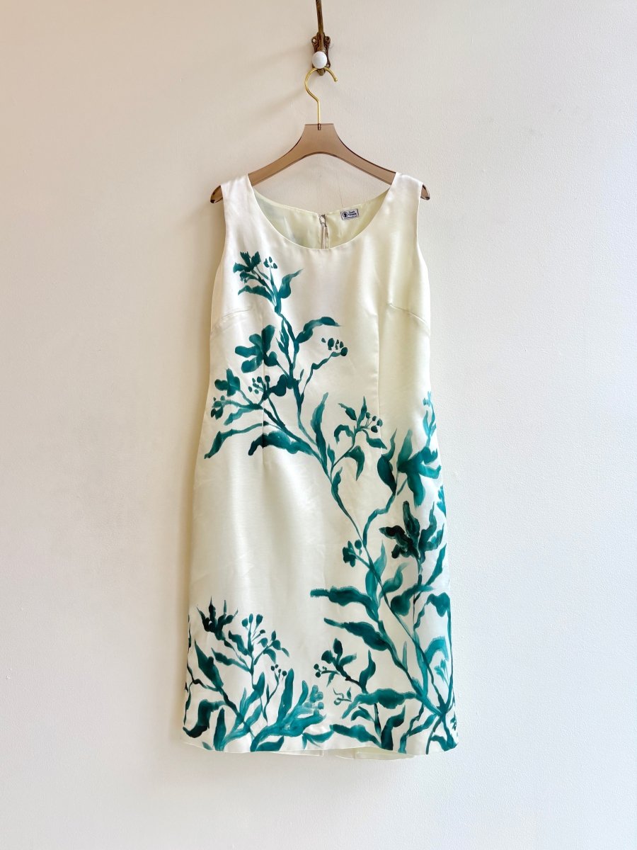 Emerald Shadow Floral Dress | Hand Painted (Reworked) - Made X Hudson