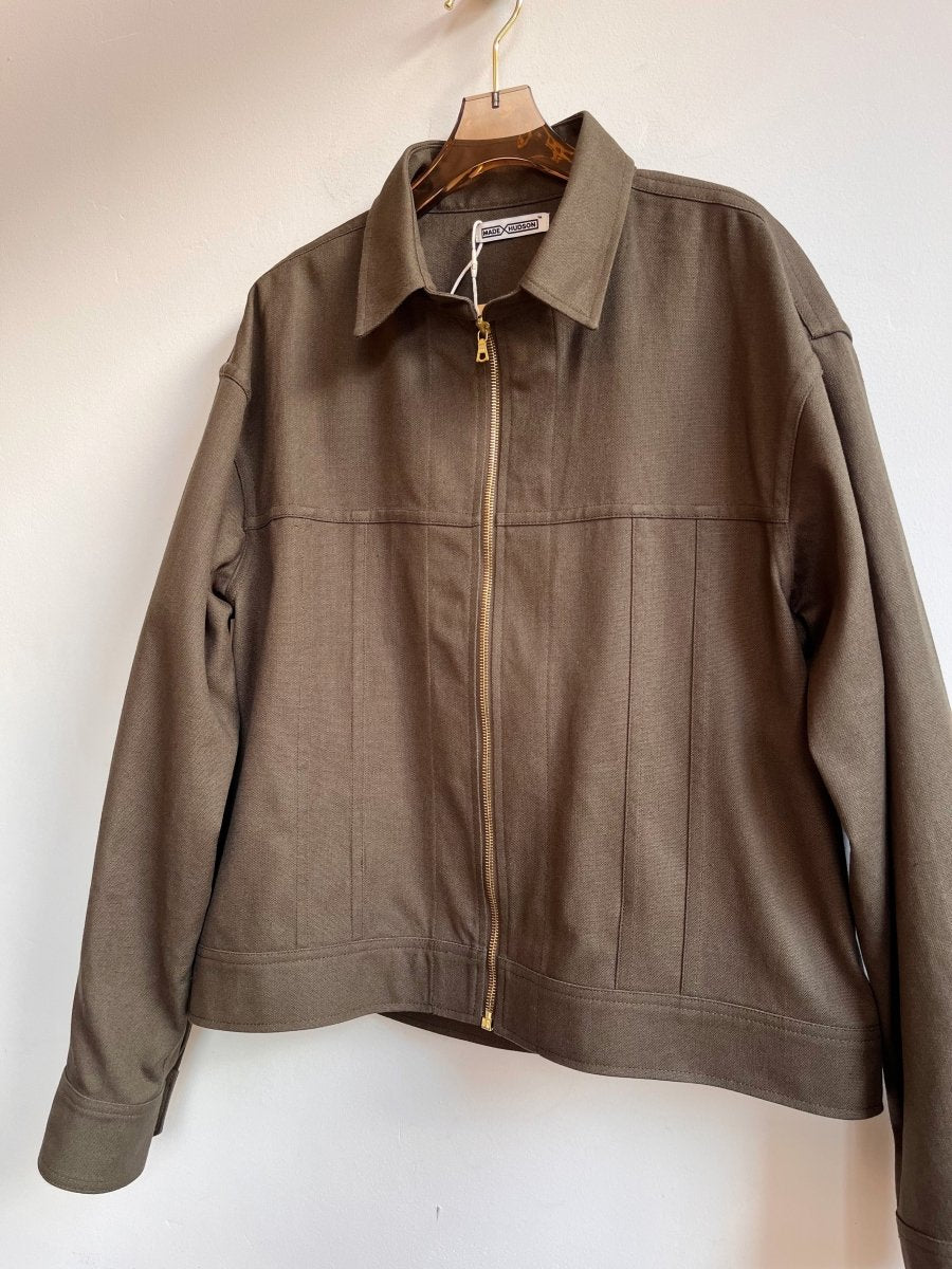 Moss Hemp - Cotton Canvas Zip - Up Leisure Jacket - Made X Hudson