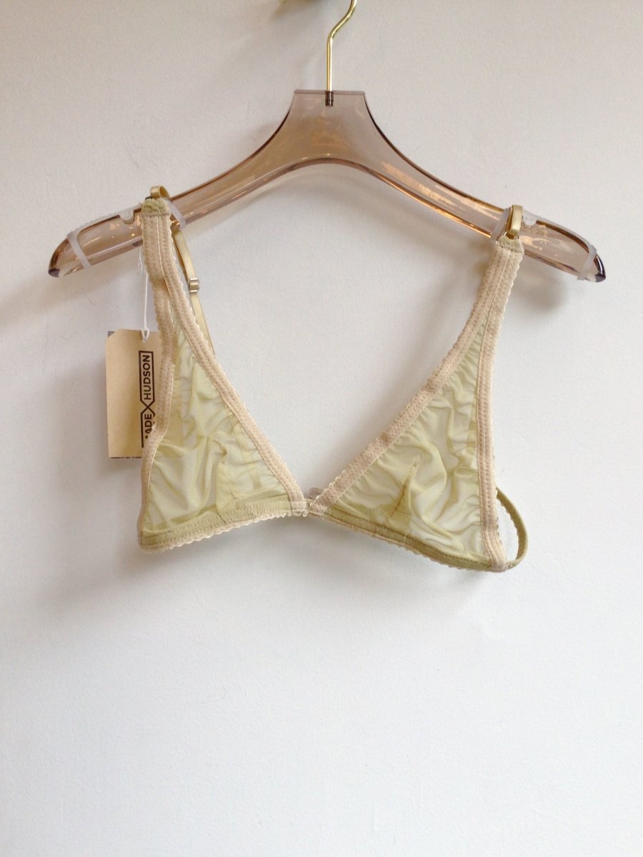 Demeanor Bralette in Cream and Lime Sheer Recycled Mesh - Made X Hudson