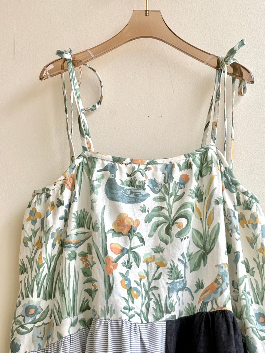 Adjustable Strap Patchwork Tiered Dress - Made X Hudson