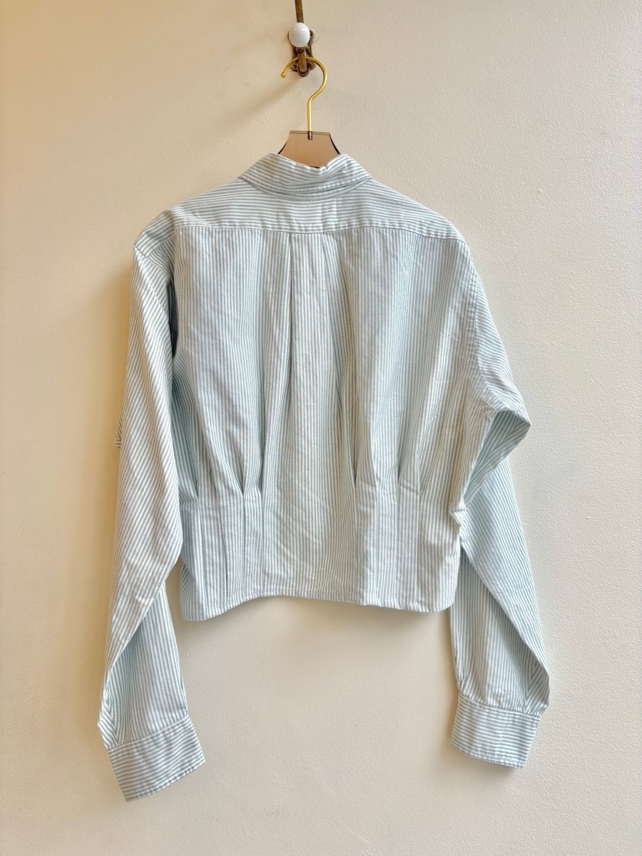 The Kevin Top | Sage Stripes w/ Gathered Waist (Reworked) - Made X Hudson