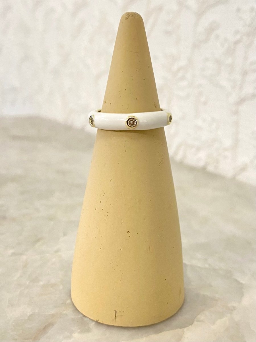 Gold Filled Enamel Ring w/ Cubic Zirconia Stones - Made X Hudson