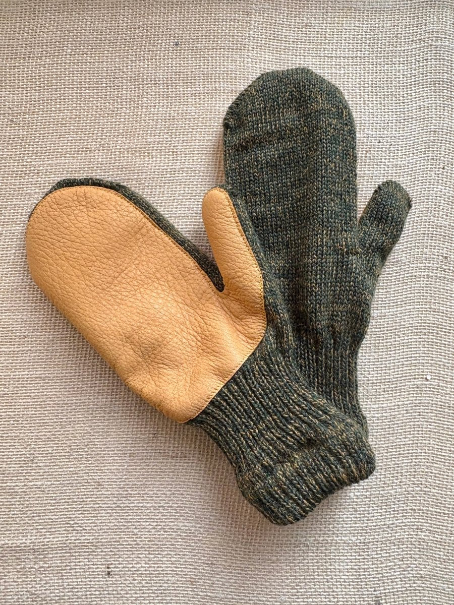 Lined Wool Mittens w/ Leather Palms Mens One Size (More Colors