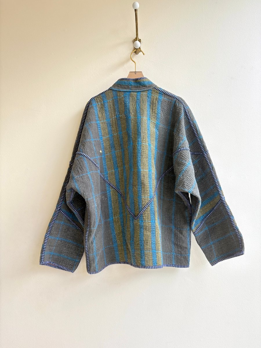 Reversible Ladhiya Quilted Jacket in Grey, Blue, Yellow & Blue, Purple, Mauve, Pink, Green - Made X Hudson